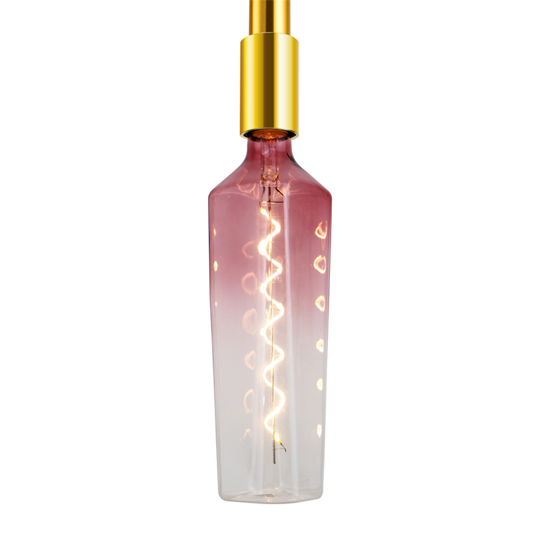 Whisky Gradient roz 4w sticla în formă multi decorare colorată a condus lumina cu filament în spirală